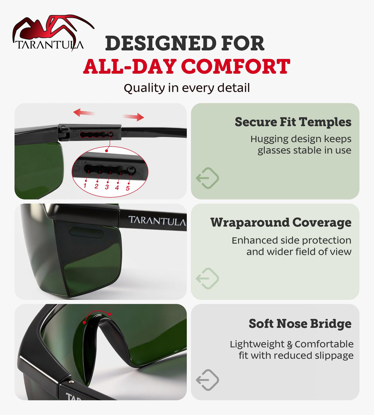 Welding Safety Glasses, IR 5.0 Shade Lens, ANSI Z87.1 Certified
