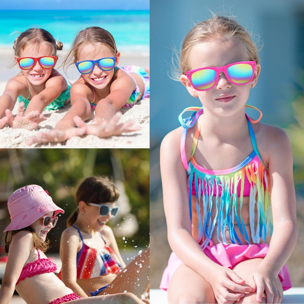 6Neon Kids Sunglasses Bulk with UV Protection,Summer Party Favors | Bright Color Eye Glasses Accessories for Boys