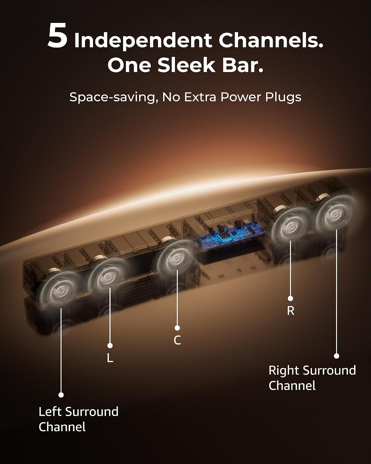 5.1CH Surround Sound Bar System with Dolby Atmos, Poseidon M60 | VoiceMX, BassMX, APP, 300W Soundbar for Smart TV