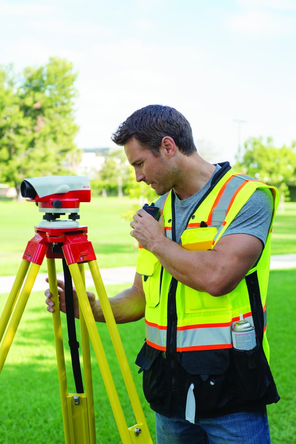 Premium Black Series Men's Surveyors Vest S5002, Class 2 Hi-Vis Safety Vest, 10 Pockets with Reinforced Front Zipper