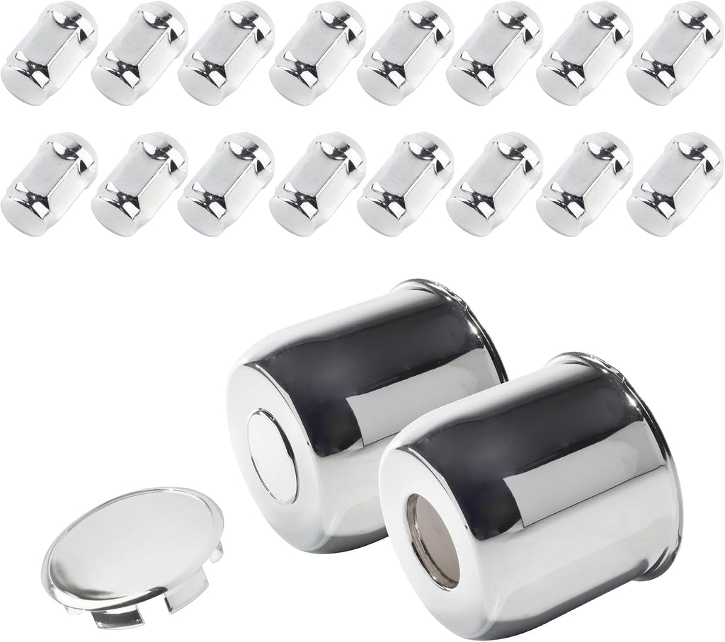2-Pack Trailer Push Through Center Caps and Trailer Lug Sets - Fit 4.88-4.9in Wheel Center Caps Chrome Wheel Cover