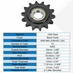 uxcell 2Pcs #60 Roller Chain Idler Sprocket, 25mm Bore 3/4" Pitch 14 Tooth