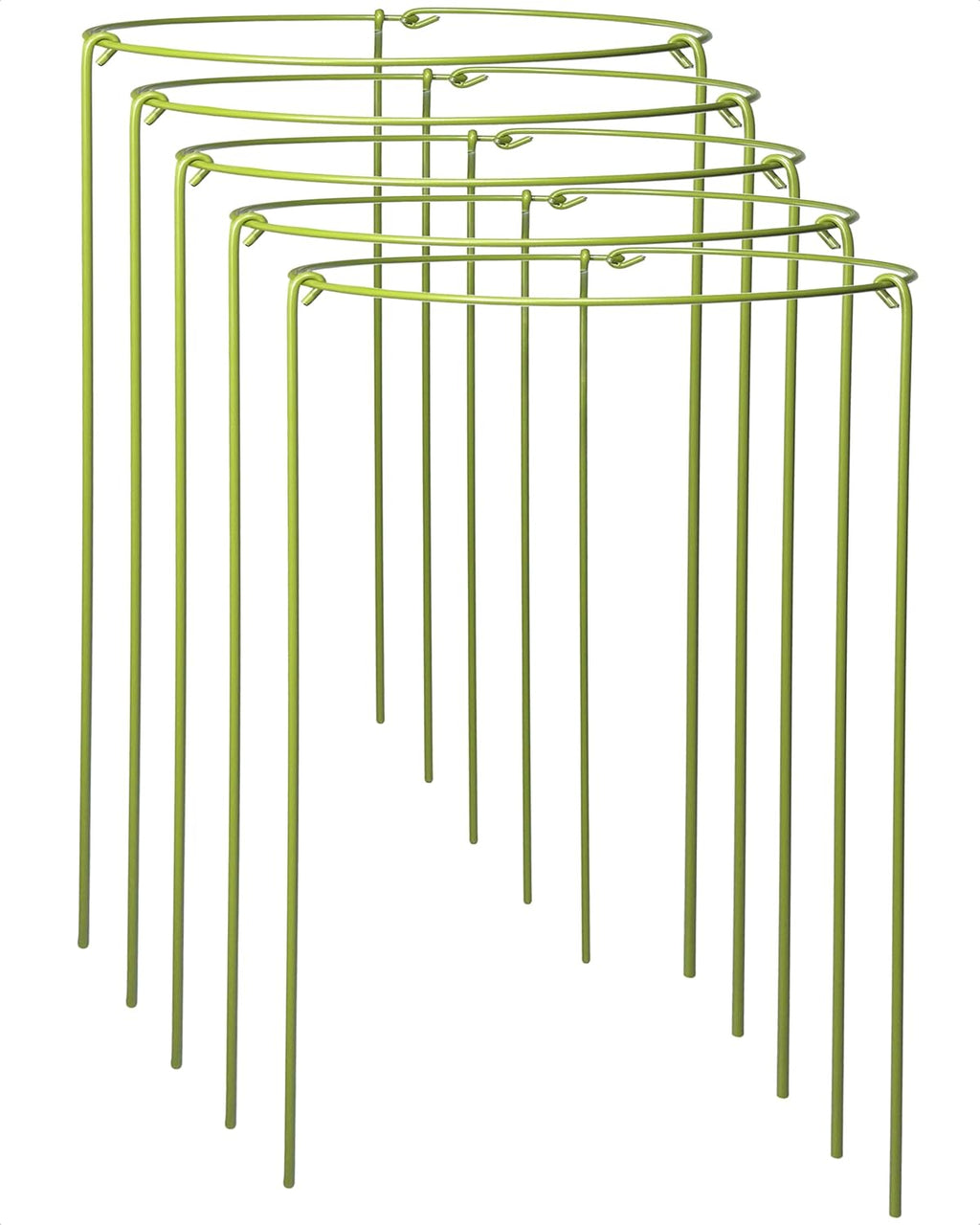 5-Pack Heavy Duty Plant Support Stakes, Metal Plant Ring Cages for Indoor Outdoor Plants, Adjustable Garden Stakes