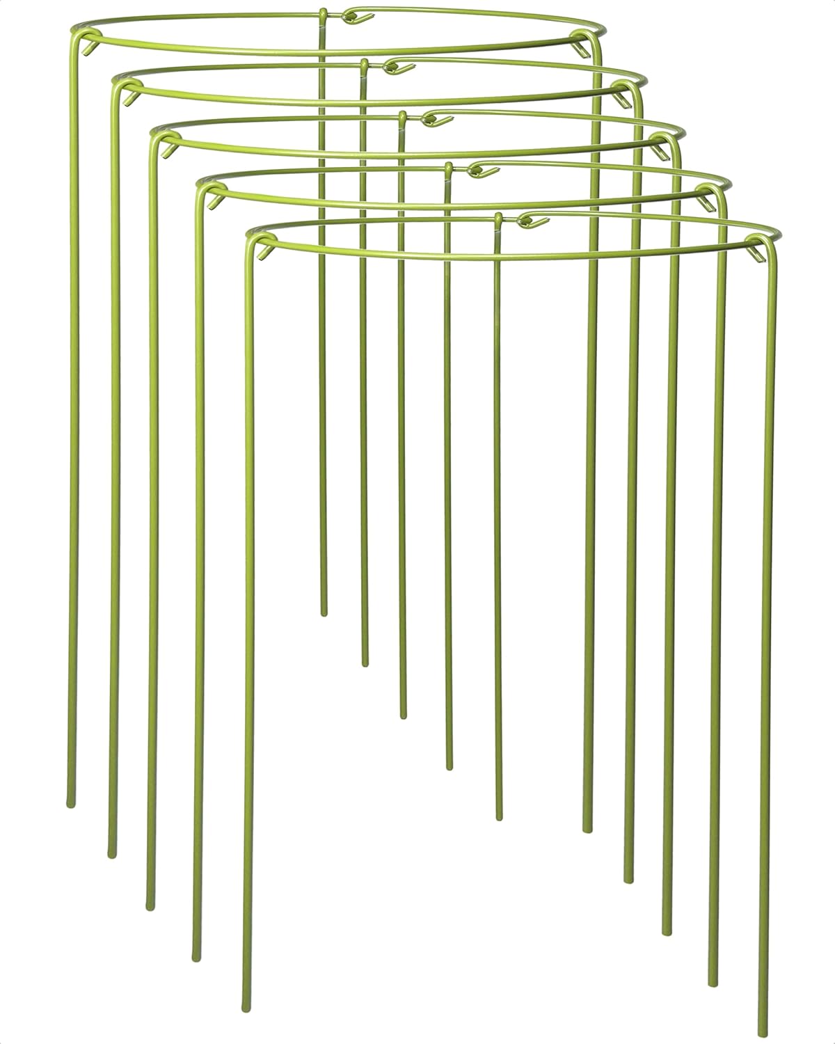 5-Pack Heavy Duty Plant Support Stakes, Metal Plant Ring Cages for Indoor Outdoor Plants, Adjustable Garden Stakes
