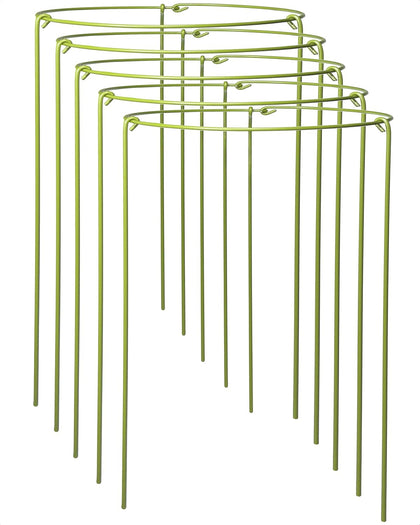 5-Pack Heavy Duty Plant Support Stakes, Metal Plant Ring Cages for Indoor Outdoor Plants, Adjustable Garden Stakes