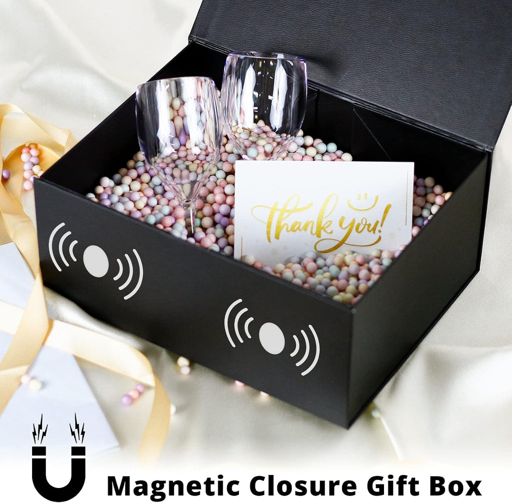 Black Gift Box with Lids 9X7X4 In Magnetic Closure for Presents 1Pack
