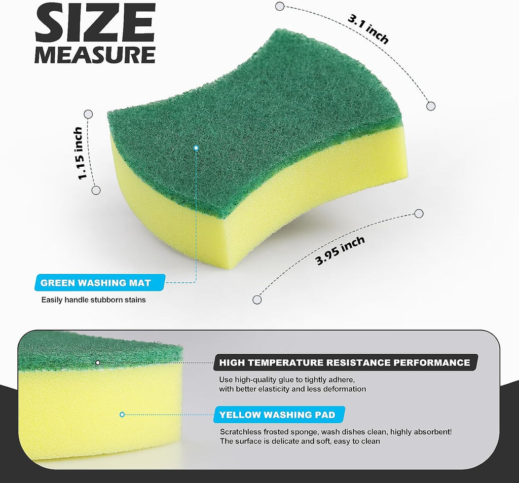 Kitchen Cleaning Sponges,96 Pack Eco Non-Scratch for Dish,Scrub Sponges.