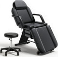 Tattoo Chair for Client, 3-Section Adjustable Facial Esthetician Bed Table with Hydraulic Stool, Multi-Purpose Spa