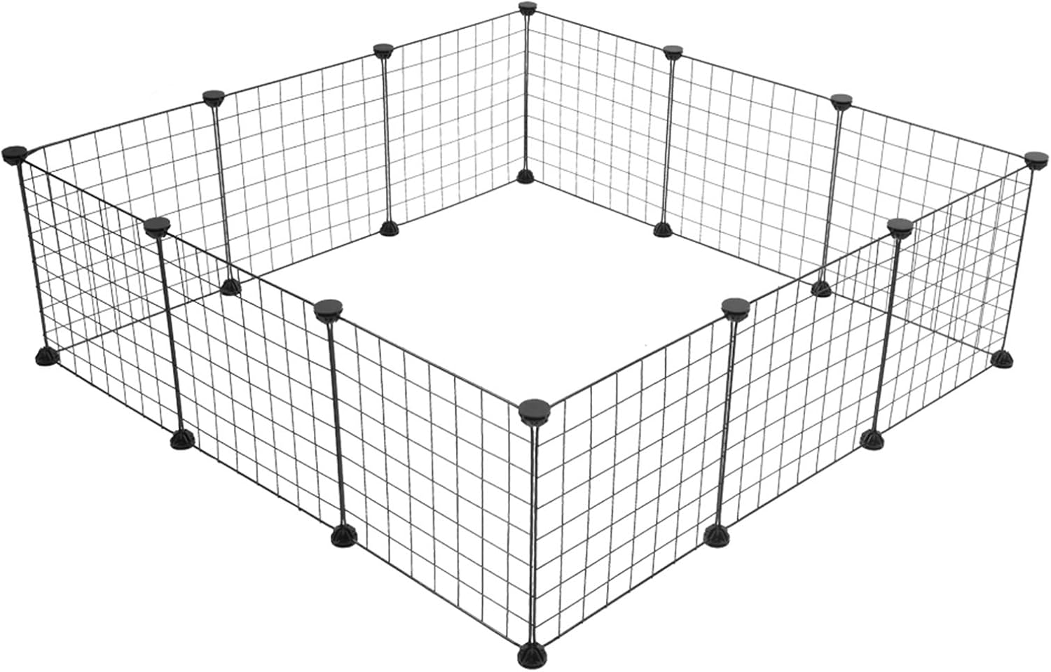 12 x Metal Panels (14 x 14)，Pet Playpen Exercise Cage, DIY Metal Wire Fence, Indoor Small Animal Enclosure, Black
