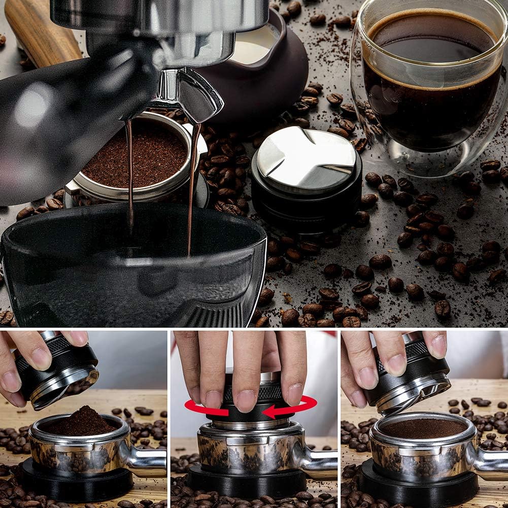 53mm Coffee Distributor and Tamper, Dual Head Coffee Leveler Compatible with Breville 54mm Portafilter, Adjustable