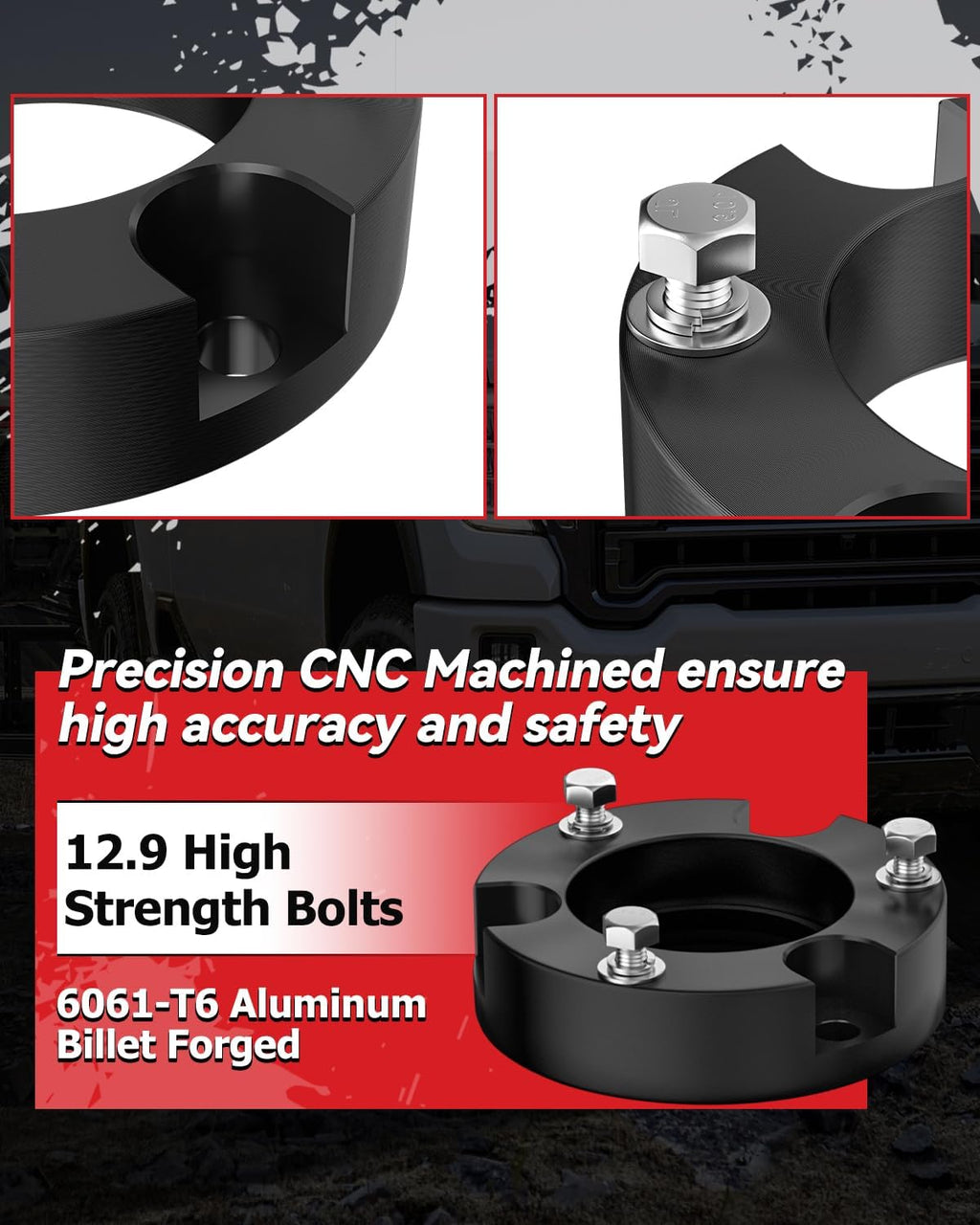 PROEZE 2.5" Leveling Lift Kits for 2005-2023 Tacoma 2WD 4WD, 2003-2023 4Runner 2WD 4WD and 07-15 FJ Cruiser 2WD 4WD, 2.5 inch Forged Front Strut Spacers Leveling Kits