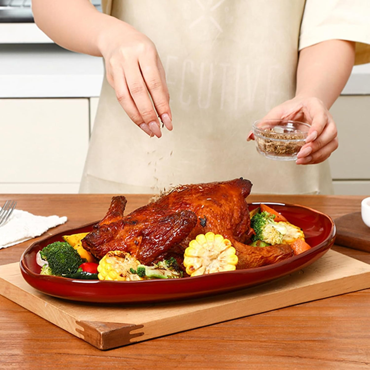 Ceramic Serving Platter Tray - Extra Large Oval 14.5 Inch Porcelain Dinner Plates Long Serving Dish Set - for Party