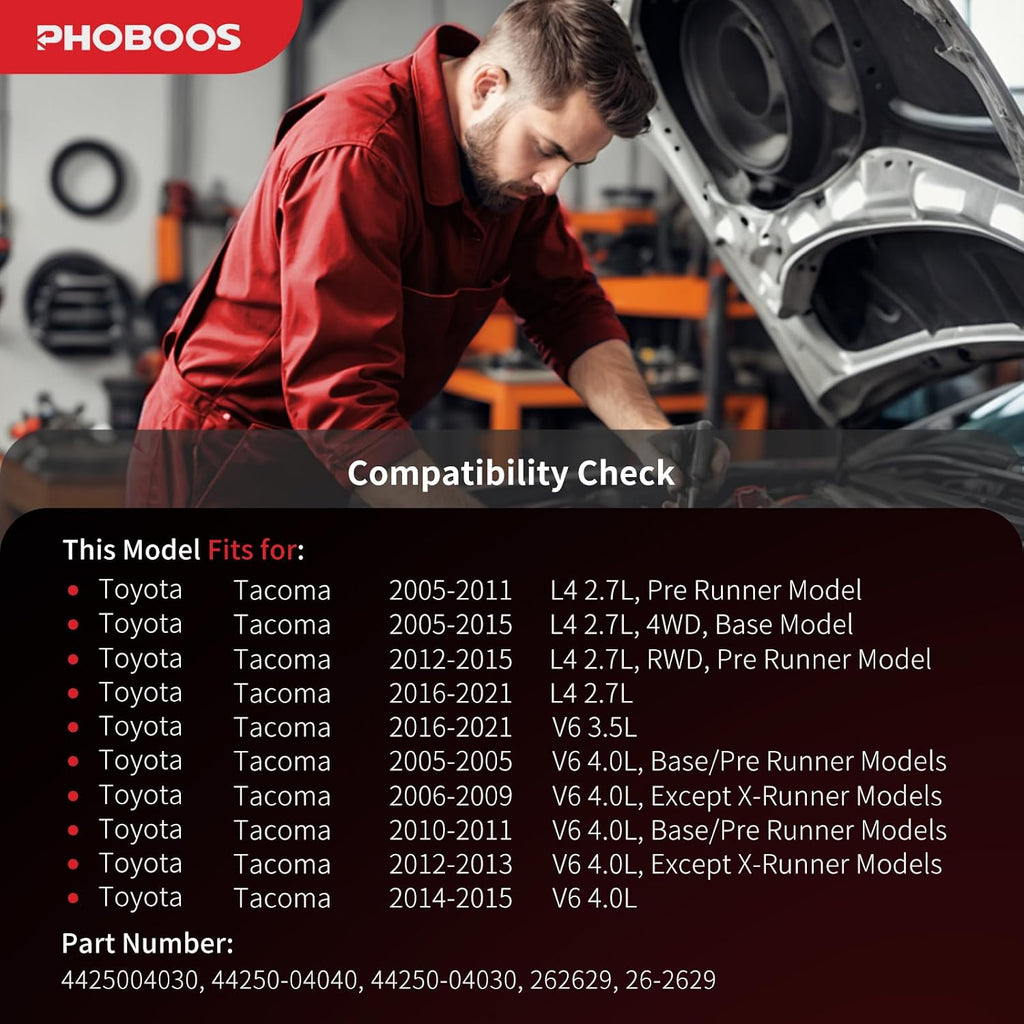 PHOBOOS Hydraulic Power Steering Rack and Pinion Fit for Toyota Tacoma