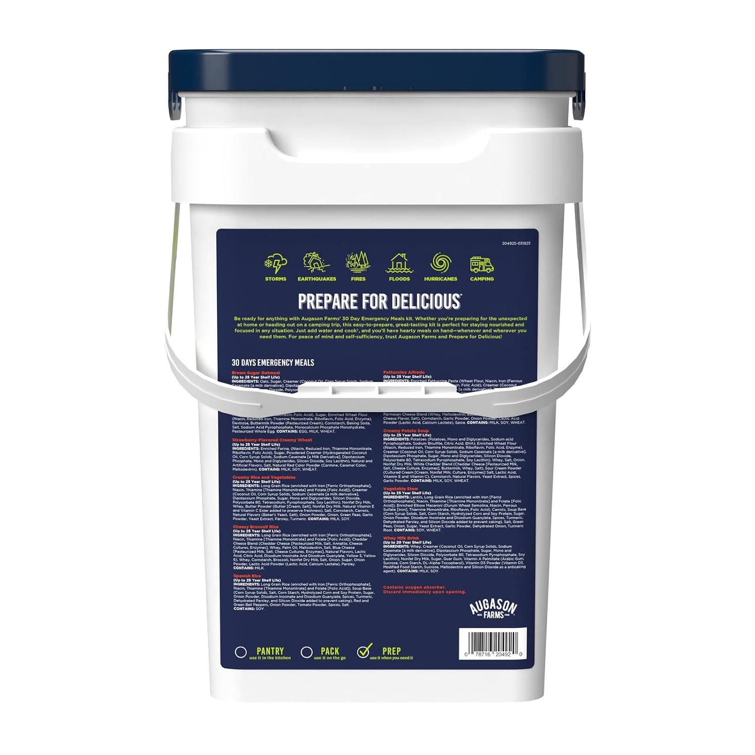 30 Day Emergency Food Supply Kit | 1 Person Survival Meal kit, Dehydrated Meals with Long Shelf Life, Just Add Water