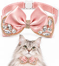 Elegant Rhinestone Cat Collar with Bow, Breakaway Adjustable Pet Collar