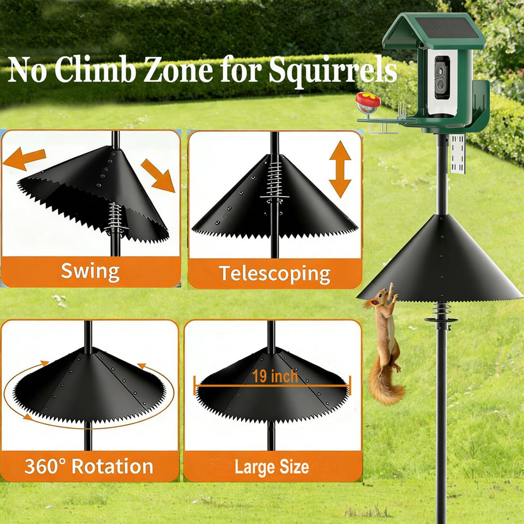 Squirrel Baffle for Bird Feeder Pole,Slinky-Loaded Wobble Defense,19 Inch