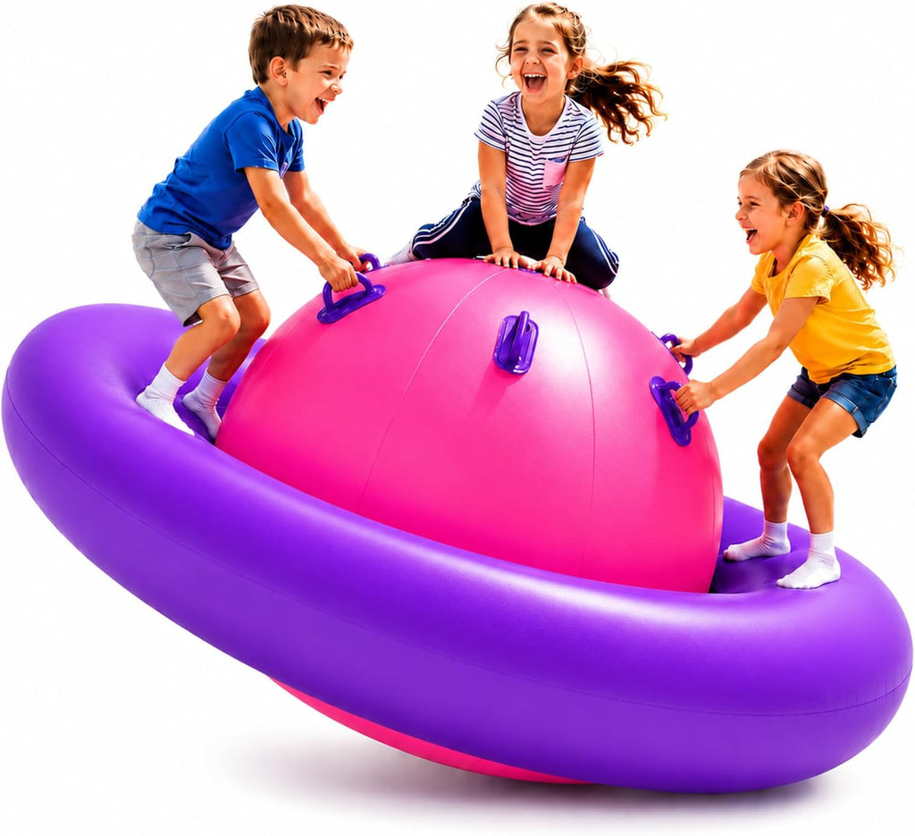 Playland Inflatable Dome Rocker for Kids Ages 5+ | Large 89” Balance Dome Rocker Bouncer with 8 Handles | Fits 3