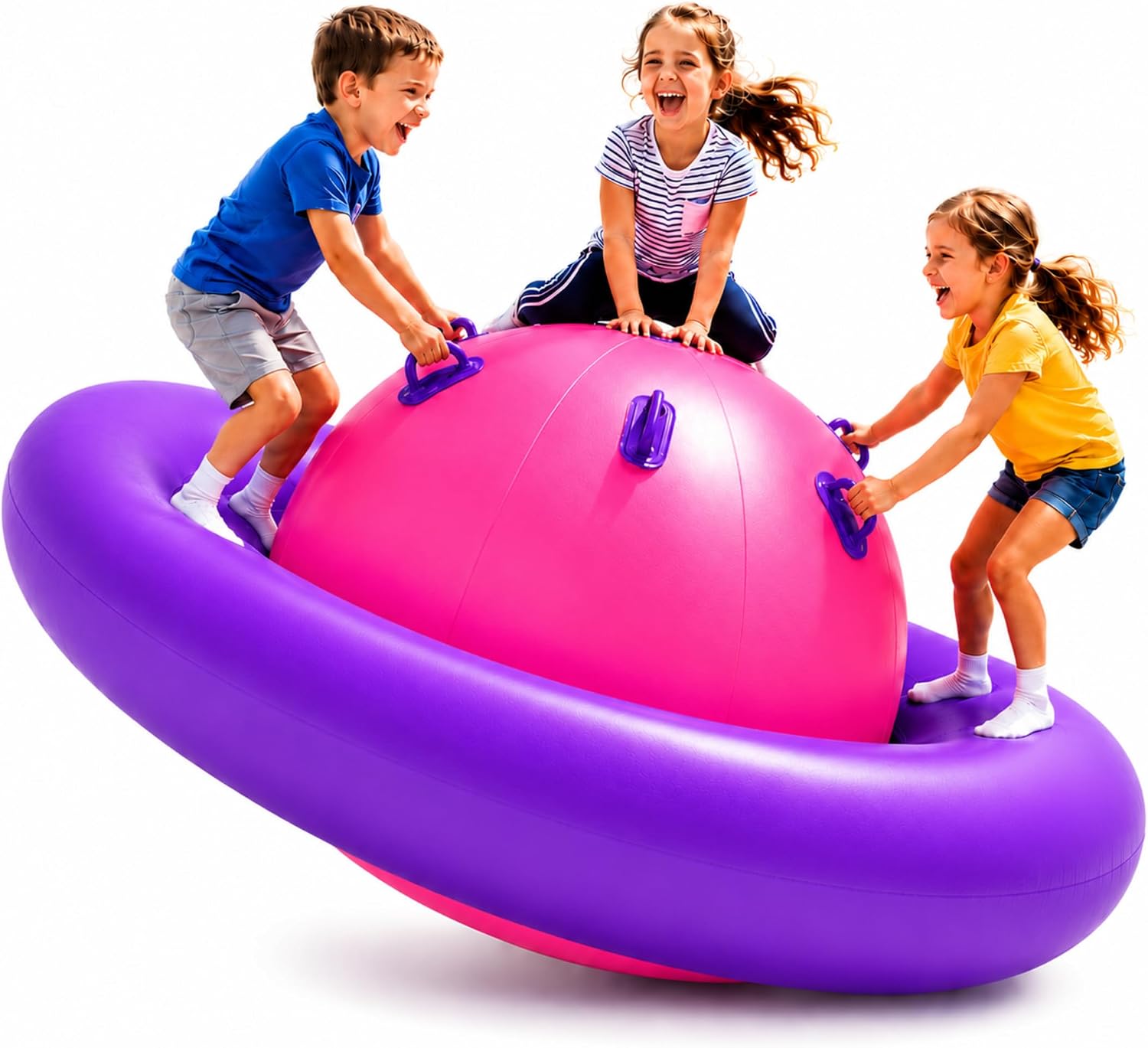 Playland Inflatable Dome Rocker for Kids Ages 5+ | Large 89” Balance Dome Rocker Bouncer with 8 Handles | Fits 3