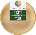 Disposable 12" Round Bamboo Plates (25 pieces) Bamboo Serving Platters, Disposable Boards, Eco-Friendly Dinnerware