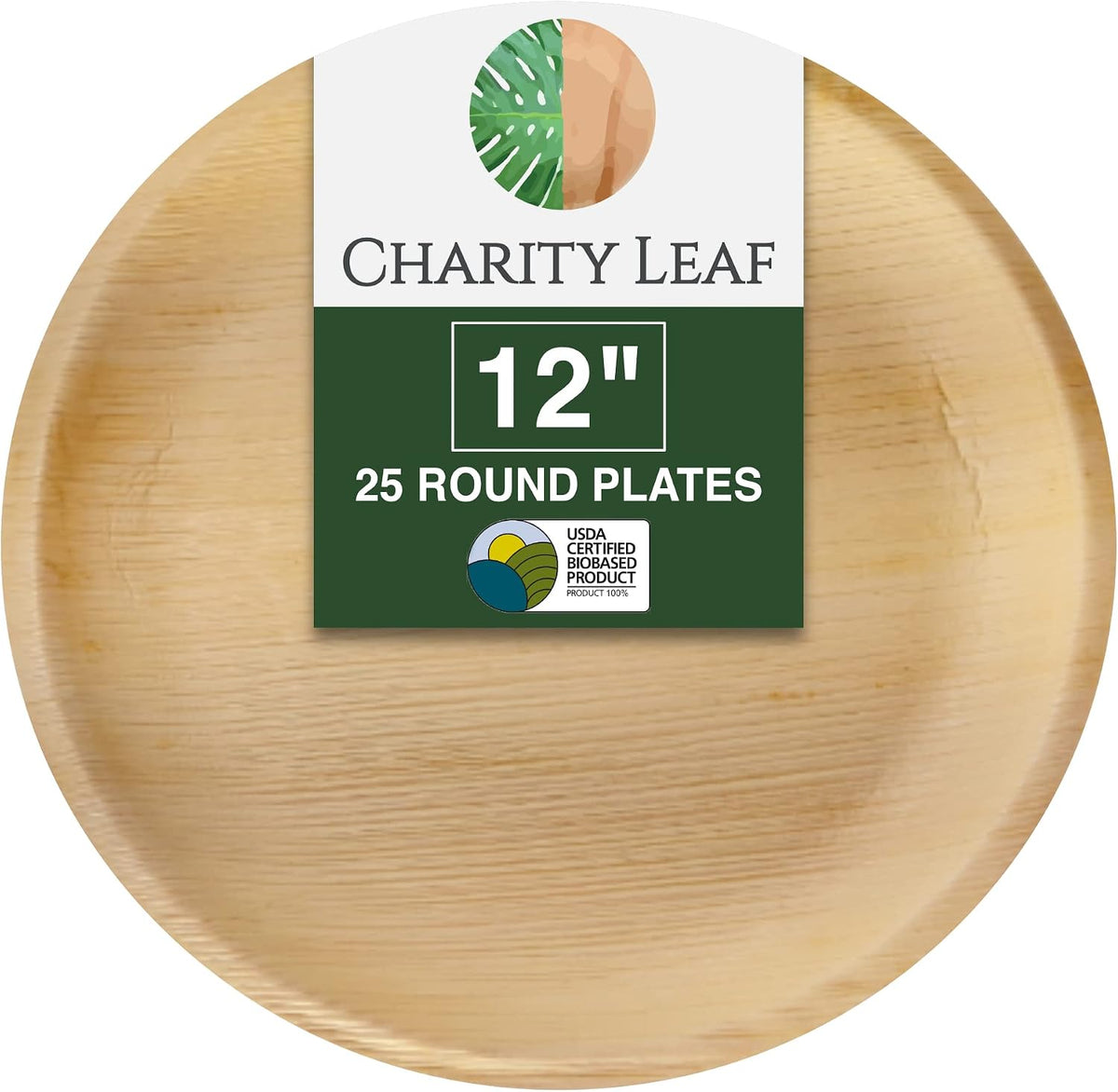 Disposable 12" Round Bamboo Plates (25 pieces) Bamboo Serving Platters, Disposable Boards, Eco-Friendly Dinnerware