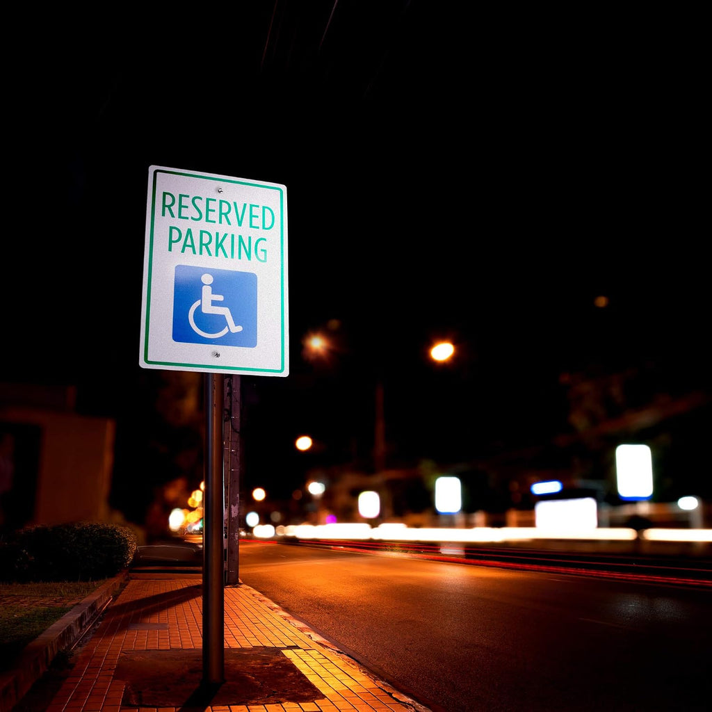 Handicap Parking Sign – 18" x 12" Aluminum Safety Warning Sign For Parking Lots, Private Driveways, & Businesses by