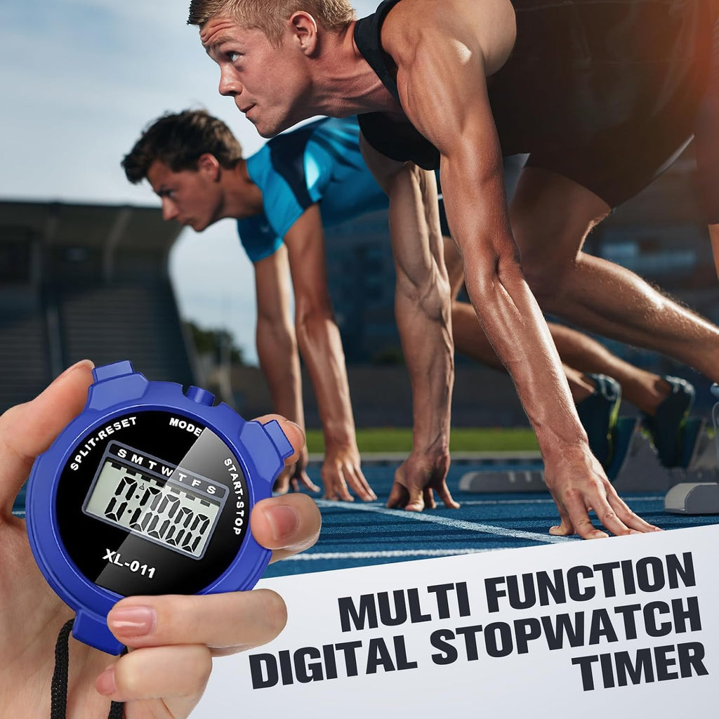 12 Pack Multi Function Digital Stopwatch Timer Bulk Sports Stopwatch with Lanyard Plastic Display Waterproof Date