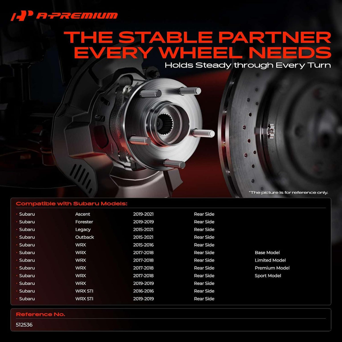 A-Premium Rear Wheel Bearing and Hub Assembly with 5-Lug