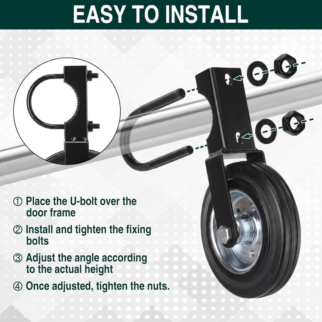 2 Way Farm Gate Latch 6" Gate Support Wheel for Metal Tube Gates