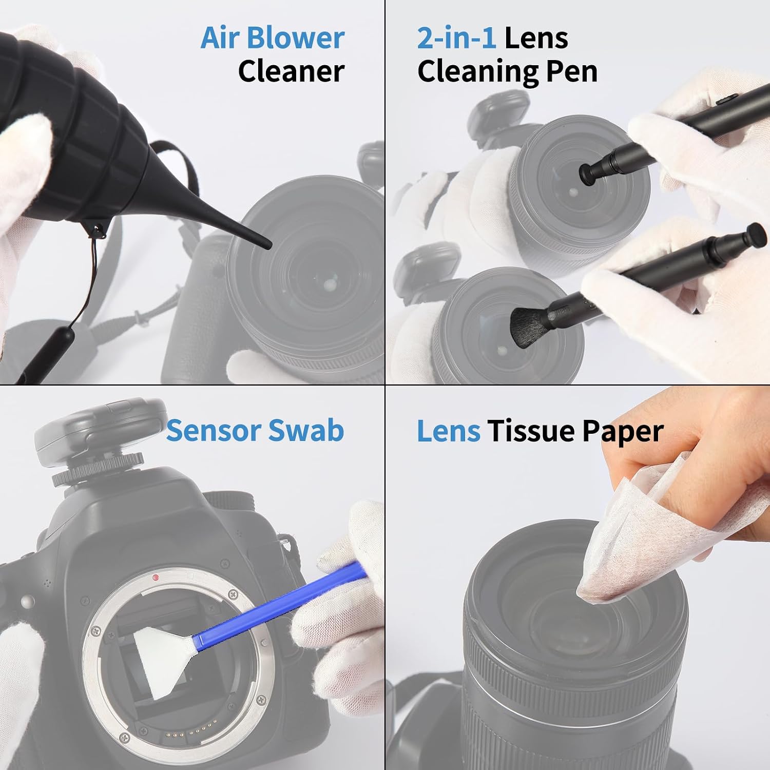 14-in-1 Camera Lens Cleaning Kit - Includes Advanced Large Silicone Air Blower, 2in1 Lens Cleaning Pen, Dry Swabs