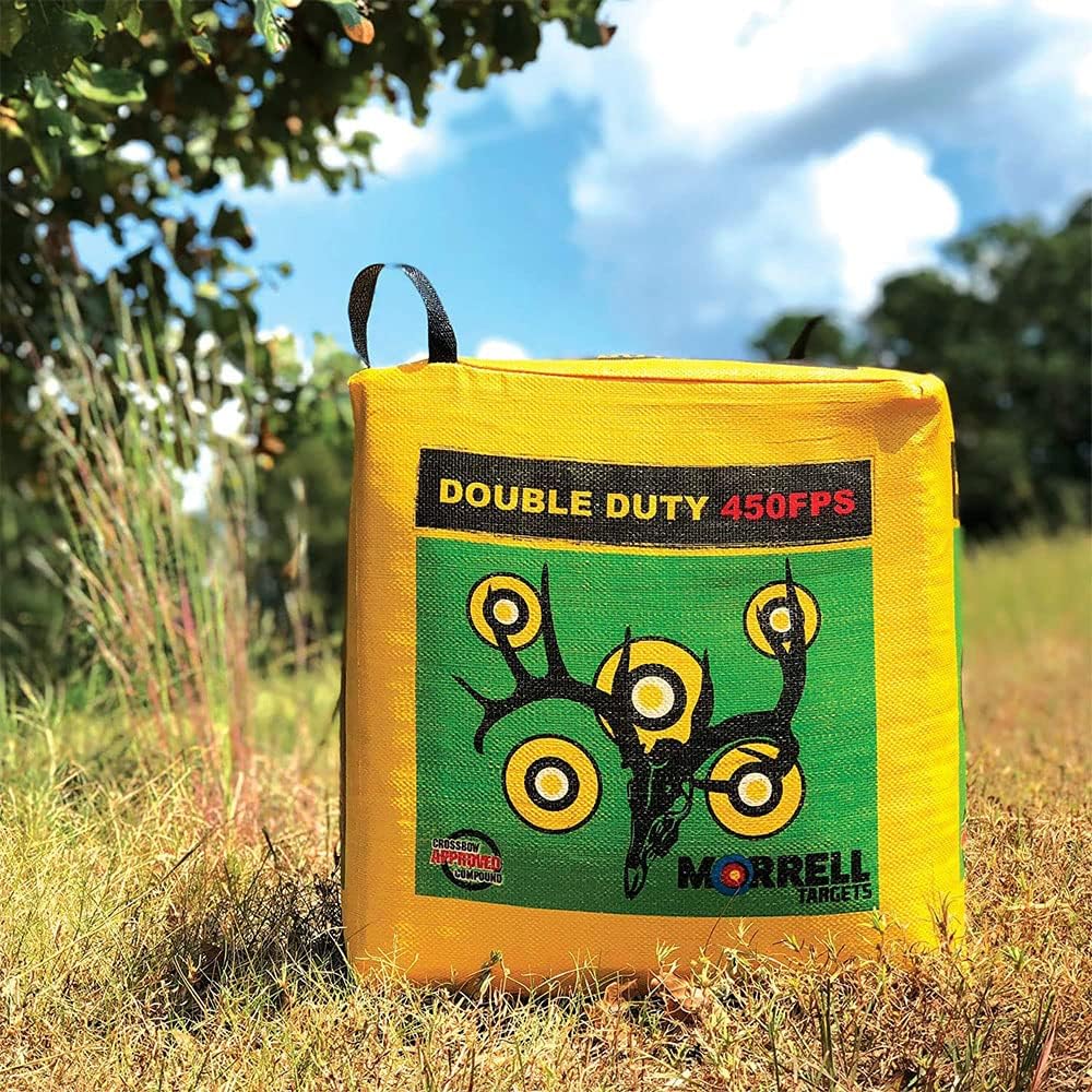 Double Duty 450 FPS Cube Field Point Archery Bag Target, Yellow | Portable Backyard Hunting Practice with Traditional