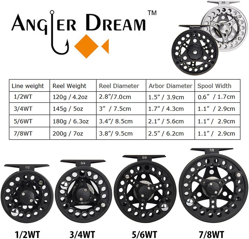 (1/2WT 3/4WT 5/6WT 7/8WT) Fly Reel with Line Combo Aluminum Alloy Large Arbor Fly Fishing Reels Weight Forward Fly