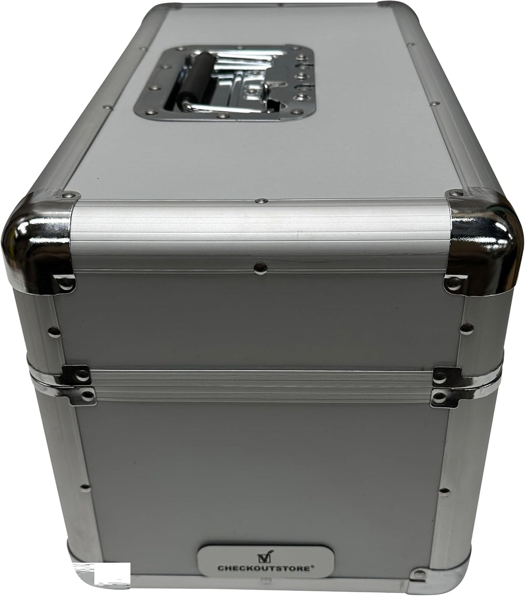 Silver Aluminum 7" 45 RPM Record Storage Box (Holds Up to 200 Records)