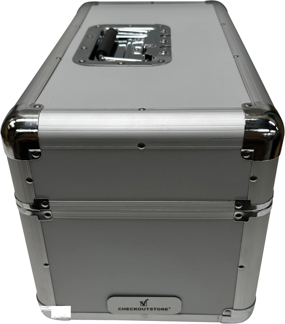 Silver Aluminum 7" 45 RPM Record Storage Box (Holds Up to 200 Records)