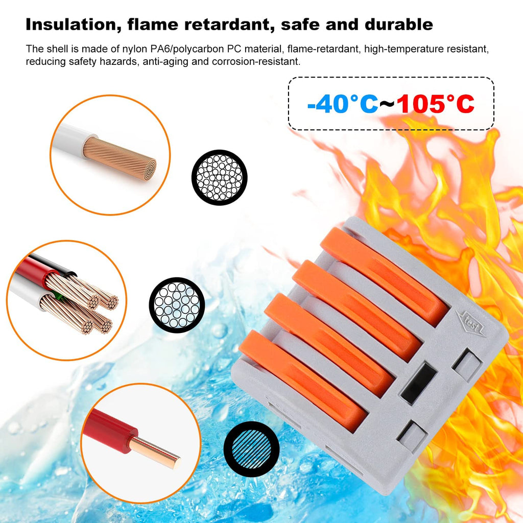 230 PCS Lever Wire Connectors Nuts Kit - Electrical Connectors 28-12 AWG, 2/3/4/5 Conductor Combination - Compact