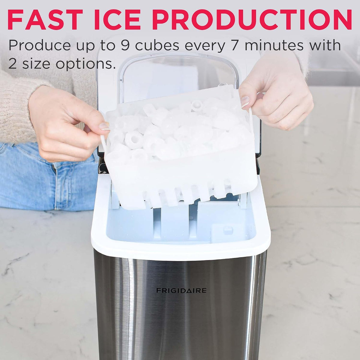 26 lb per Day, Countertop Bullet Ice Maker, Stainless Steel