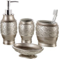 Dublin Silver 4 Piece Bathroom Accessory Set | Includes Soap Dispenser, Toothbrush Holder, Tumbler Cup & Soap Dish