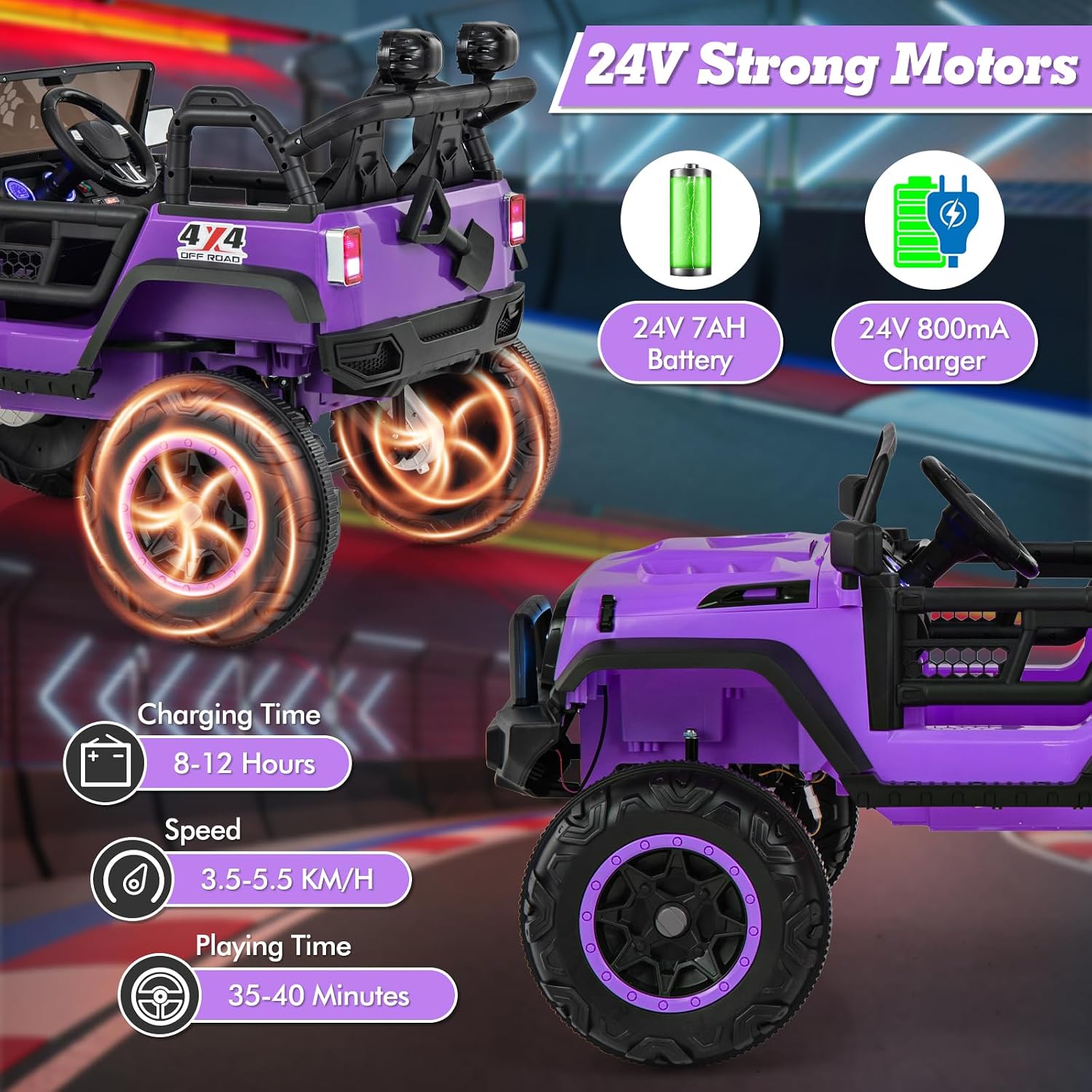 24V 2 Seater Ride on Car for Kids, 2WD/4WD Battery Powered with Remote Control, Music, USB, MP3, Spring Suspension