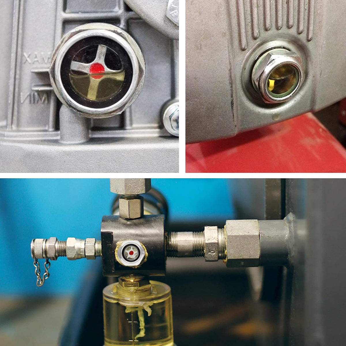 4Pcs Air Compressor Oil Sight Glass 1 Inch NPT Tan