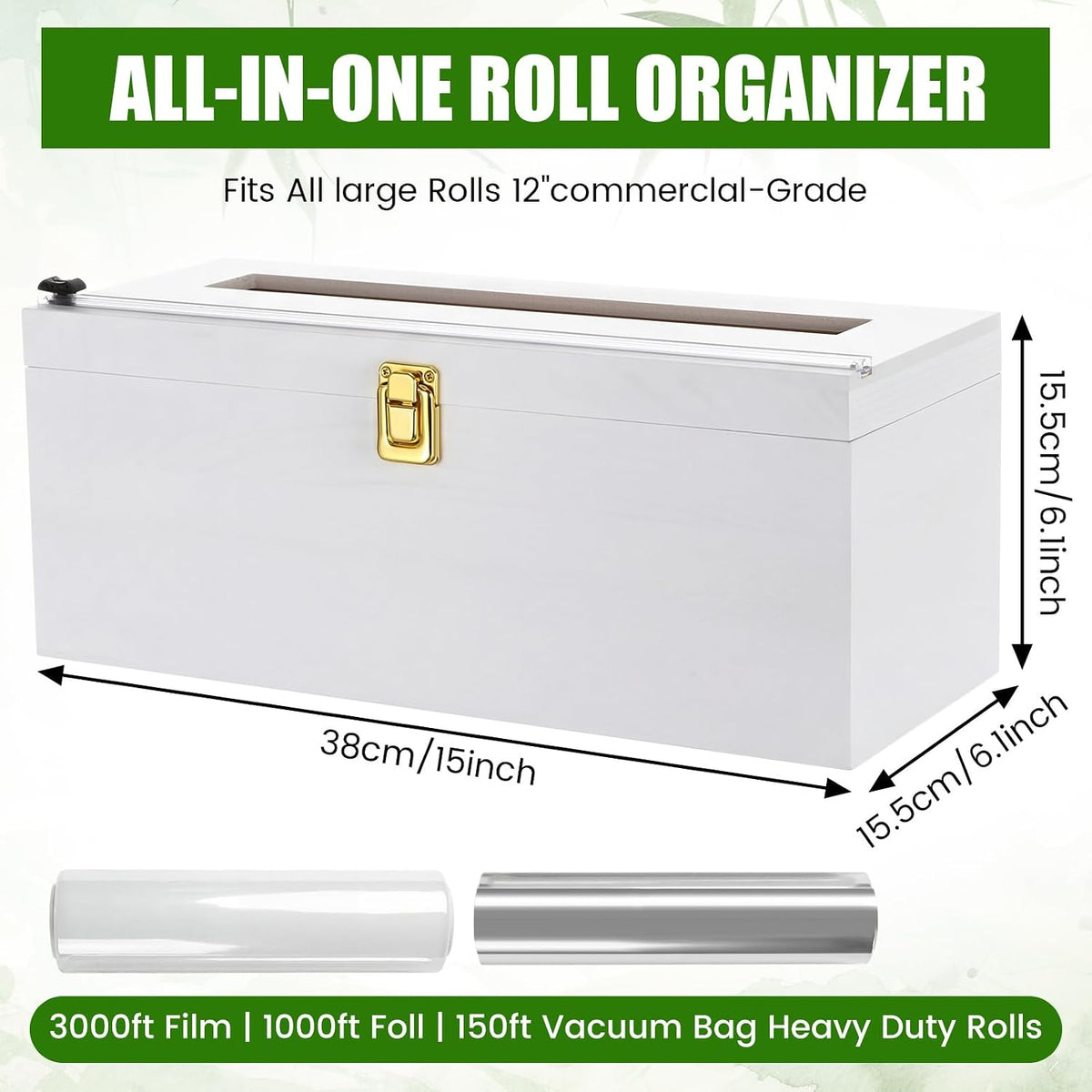 12 Inch Commercial Plastic Wrap Dispenser with Cutter & Roller