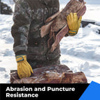 Winter Leather Work Gloves, Warm Thinsulate Lining for Cold Weather Work, 100% Full Grain Cowhide with Abrasion and