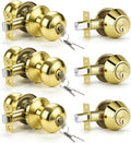 Keyed Entry Door Knob and Single Cylinder Deadbolt Combo Set, Exterior Door Knobs for Entrance and Front Door, Keyed