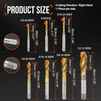 7 Pack Spiral Flute Tap Set High Speed Steel M35 Titanium Coating