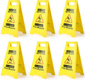 6-Pack Caution Wet Floor Sign,17.5" Height,Bright Yellow Double-Sided Folding A-Shaped Frame Design, Bilingual