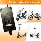 Syvrac 48-54.6V 2A Electric Bike Charger for 48V Lithium Battery Input Voltage AC120V(DC2.1MM Jack Connector)