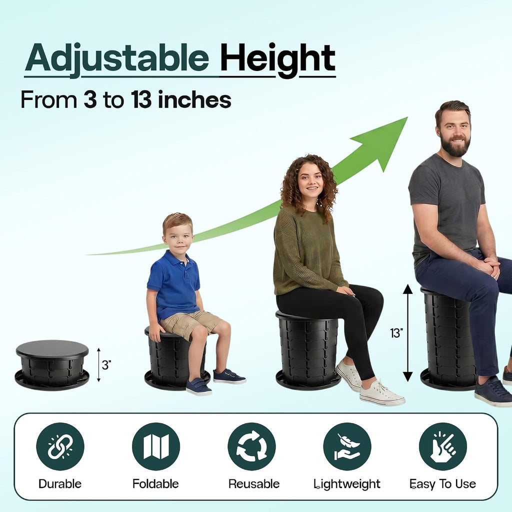 Camping Toilet - Holds Upto 400 lbs | Foldable Portable Toilet for Adults & Kids - 13" Height Adjustable |