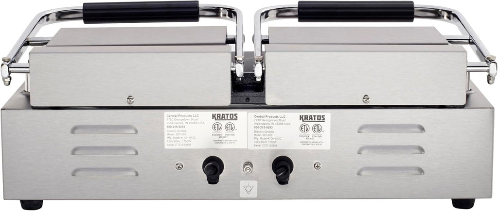 Commercial Panini Sandwich Grill Grooved Top w/Smooth Bottom Plate