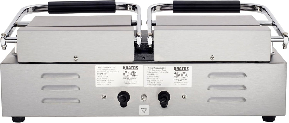 Commercial Panini Sandwich Grill Grooved Top w/Smooth Bottom Plate