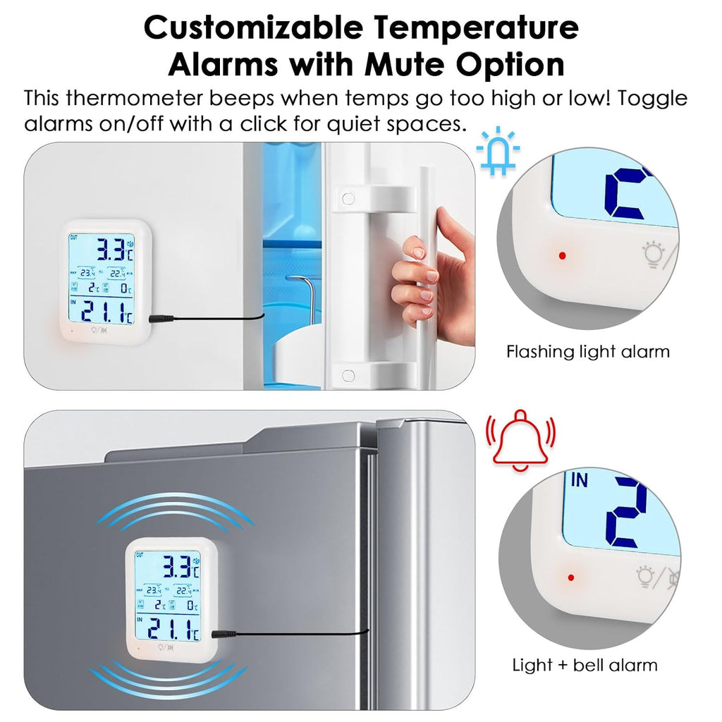 Digital Fridge Freezer Thermometer with Alarm, Backlight & Magnet(1)