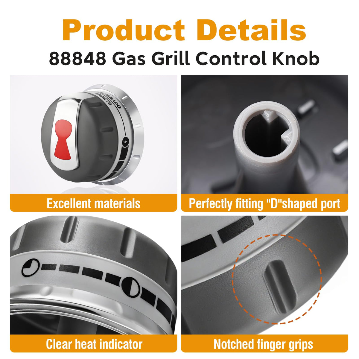 [3 Pack] Upgraded 88848 Gas Grill Burner Replacement Knobs