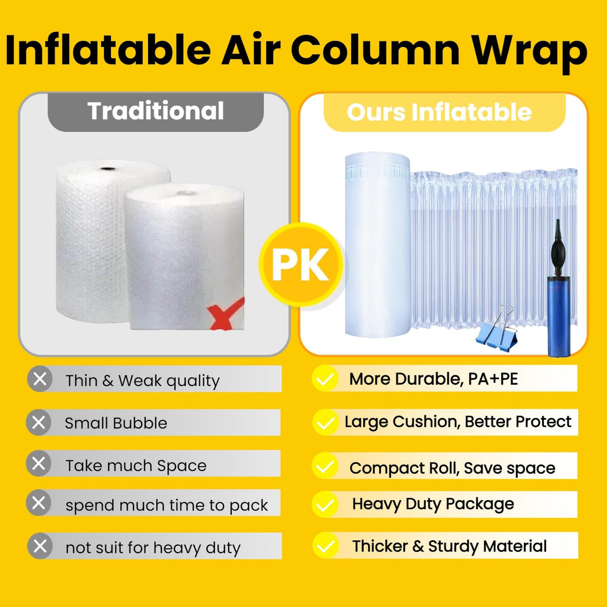 15.8" x 164' Large Bubble Cushioning wrap, Inflatable Air Column Shipping